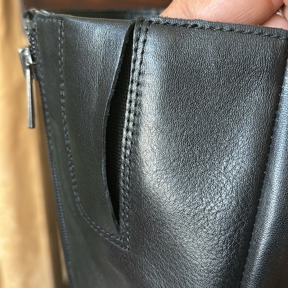 NIB women Sz 8M black leather stacked heels heels tall business casual boots - Picture 9 of 13